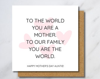 Auntie Mothers Day Card -  Card Auntie, To Her, Aunty Mothers Day Gift, Happy Mothers Day Auntie, Gift For Auntie