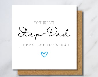 Step-Dad Father's Day Card - Personalised Step-Dad Card, To Him, Step-Dad Fathers Day, Happy Fathers Day Step-Dad, Step-Dad On Fathers Day