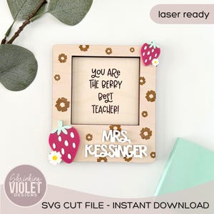 Regalo di apprezzamento per l'insegnante SVG / Porta note adesive File laser / Regalo di fine anno / Porta note adesive da scrivania File / Download digitale