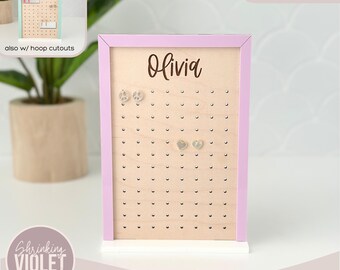 Earring Stand SVG File | Rectangle Earring Holder Laser File | Personalized Earring Holder SVG |