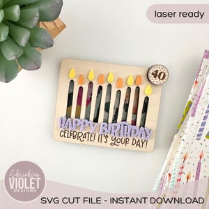 Porta-cartão de presente de feliz aniversário SVG | Porta-cartão de presente arquivo a laser | Arquivo SVG de aniversário | Porta-cartão de presente de aniversário personalizado arquivo a laser