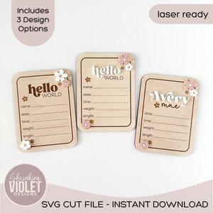 Birth Announcement SVG | Birth Stats Laser File | Acrylic Flower Birth Announcement SVG File | Baby Girl SVG | Glowforge File | Cut File