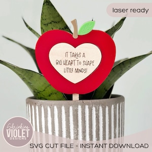 Arquivo SVG de apreciação do professor | Arquivo Laser da Estaca da Planta do Professor | Arquivo de corte a laser | Arquivo SVG de fim de ano | Estaca de planta de maçã