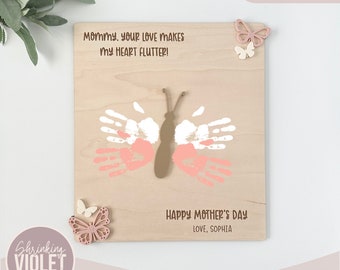Mother's Day Laser File | Handprint Butterfly SVG | Mother's Day Cut File | DIY Kids Craft Laser File | Your Love Gives Me Wings SVG