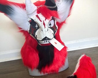 NEW Premade Furred Dino Mask & Tail Set - SAME DAY Shipping