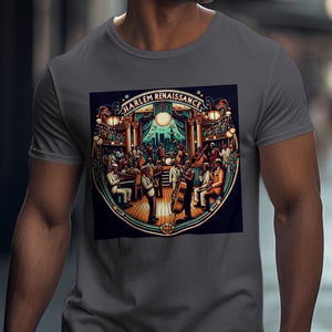 Harlem Renaissance Jazz Band Vintage Art Tee, Unisex Cotton T-Shirt, Music Lovers Gift, Retro Concert Scene, Cultural Heritage Shirt