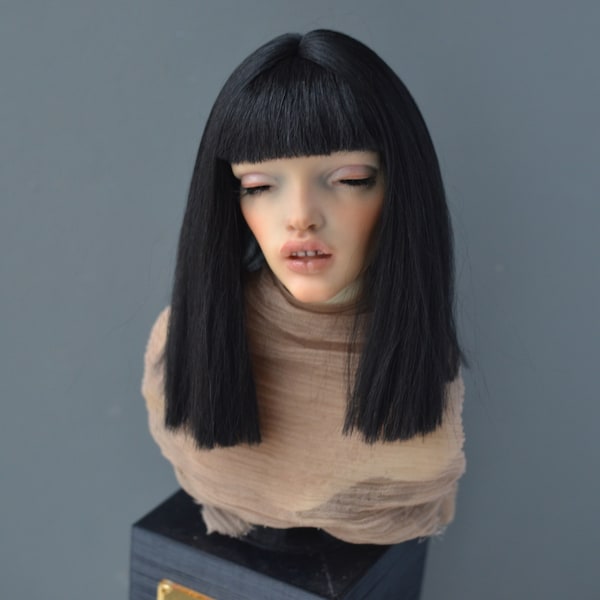 Black alpaca wig for PashaPasha original mini bjd dolls hair