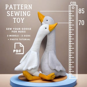 Goose Sewing Pattern PDF/ Make 2 Types of Big Geese for Hugs/Stuffed Animal Toys as a Birthday Gift/ Scandi-Style Nursery Decor