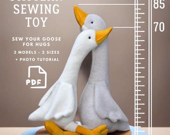 Goose Sewing Pattern PDF/ Make 2 Types of Big Geese for Hugs/Stuffed Animal Toys as a Birthday Gift/ Scandi-Style Nursery Decor