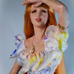 OOAK art sculpture doll  romance interior decor gift polymer clay one of a kind lifelike handmade