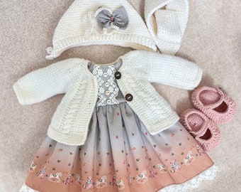 A set of clothes for a Waldorf doll up to 38 cm (15 inches) tall, Natural organic clothes, handmade clothes, eco-friendli materials.