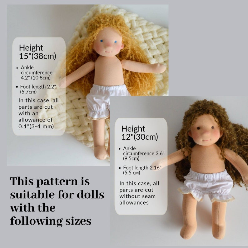 Pattern and PDF-tutorial of textile shoes for a Waldorf doll 1215. DIY image 3