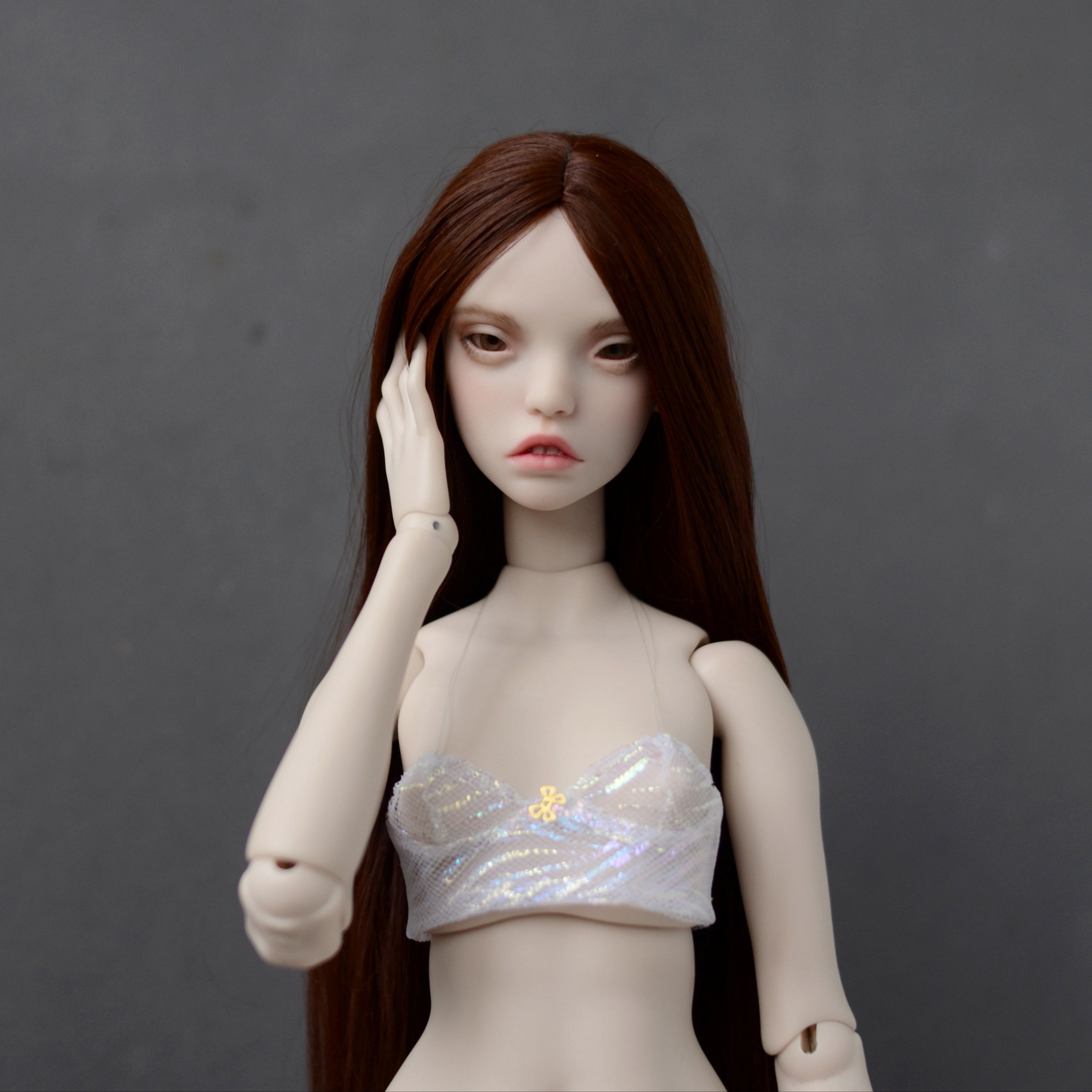 Chocolate alpaca wig for Popovy Sisters, Mezhevika, Loseva and other bjd dolls hair