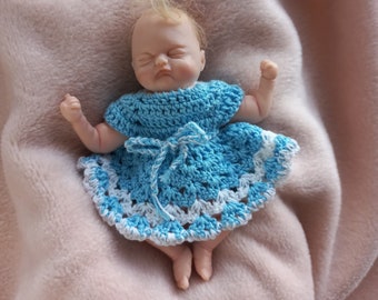 OOAK mini reborn baby Realistic doll Polymer clay baby 4.3  inches (ready to Ship)