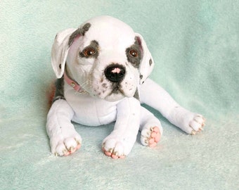 Hecho a la medida americano pit bull terrier perro cachorro juguete realista