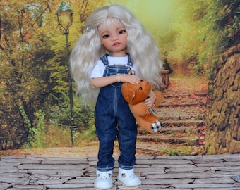 Paola Reina OOAK doll repainted curving angora goat hair wig with bear