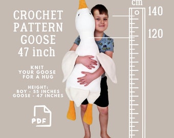 Crochet pattern big Goose 47 inch / Amigurumi Big Goose for Hugs / Pattern in English / Scandi-Style Nursery Décor