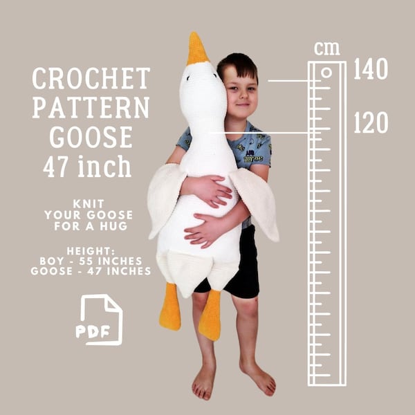 Crochet pattern big Goose 47 inch / Amigurumi Big Goose for Hugs / Pattern in English / Scandi-Style Nursery Décor