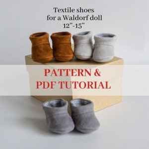 This pattern is an instant download PDF (pattern and tutorial in English) of textile doll shoes.