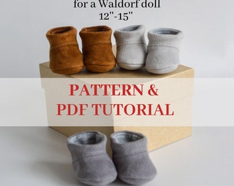 Pattern and PDF-tutorial of textile shoes for a Waldorf doll 12”-15. DIY