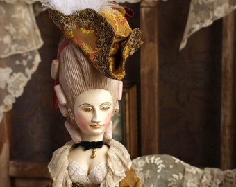 Muñeca de madera de estilo antiguo poseable de arte - réplica de muñeca de la corte francesa - muñeca pandora clásica vintage - muñeca de moda del período 18