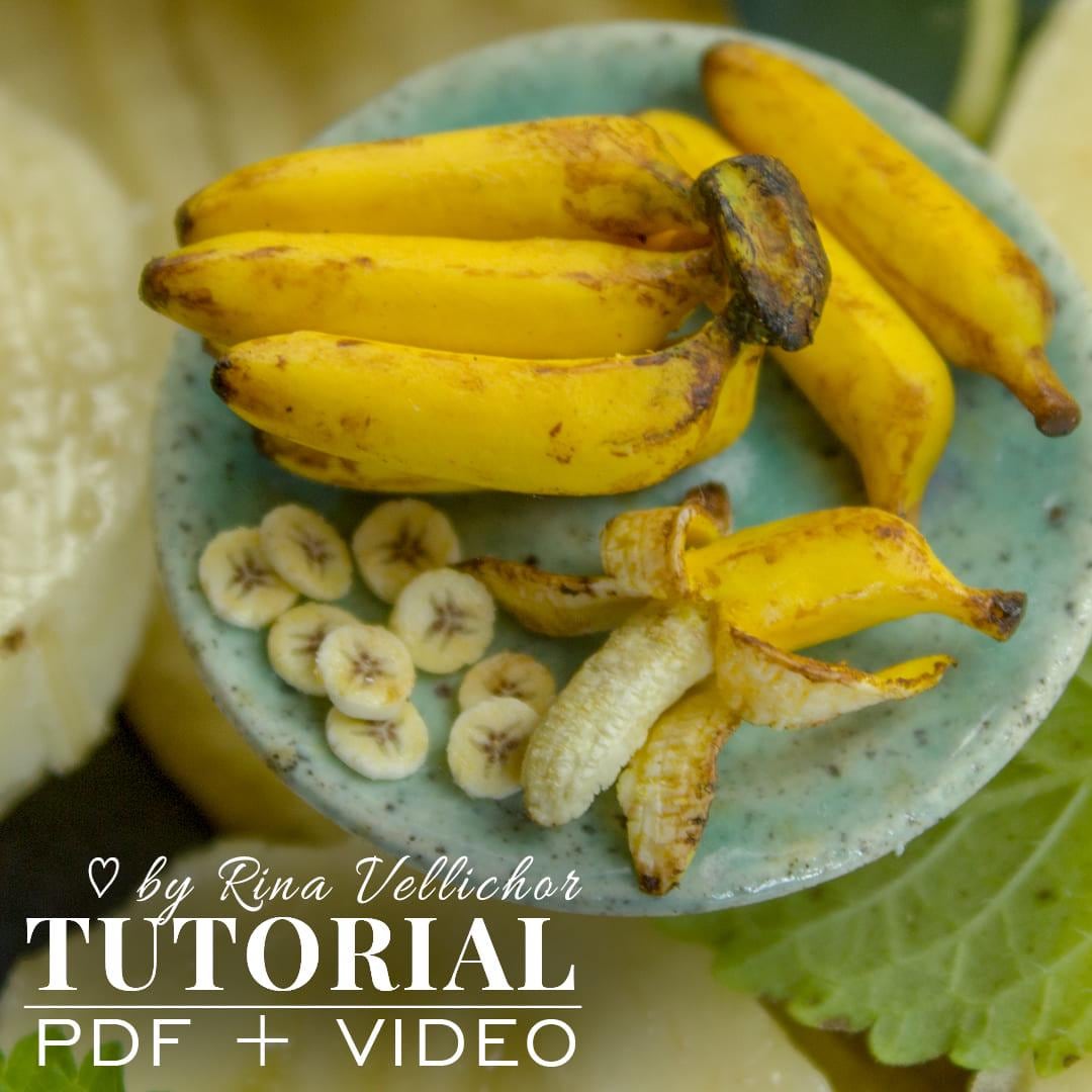 TUTORIAL Miniature Banana Cane With Polymer Clay for 1:12 Scale