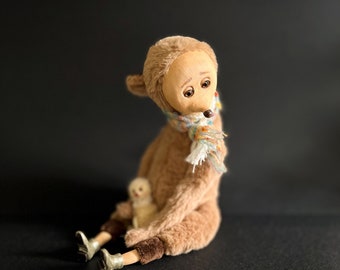 Wooden art doll Desman| Art doll animal fantasy toys