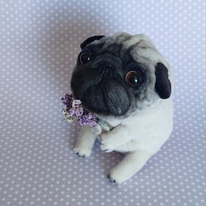 Movable Pug Toy - Handcrafted in Polymer Clay and Plush - Capture Your Pet&#39;s Likeness!