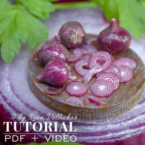 TUTORIAL Miniature red onion with polymer clay for 1:12 scale dollhouse | PDF + video
