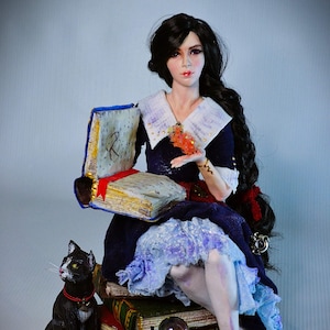 OOAK art sculpture doll  romance interior decor gift polymer clay one of a kind lifelike handmade