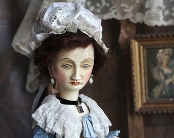 Art wooden antique style doll - French Court jointed replica doll - poseable collection pandora doll - OOAK pregnancy doll