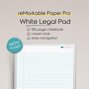 Blocco note bianco per reMarkable Paper Pro, reMarkable 2 / Modello per prendere appunti a righe / Estetica minimalista / PDF con collegamento ipertestuale