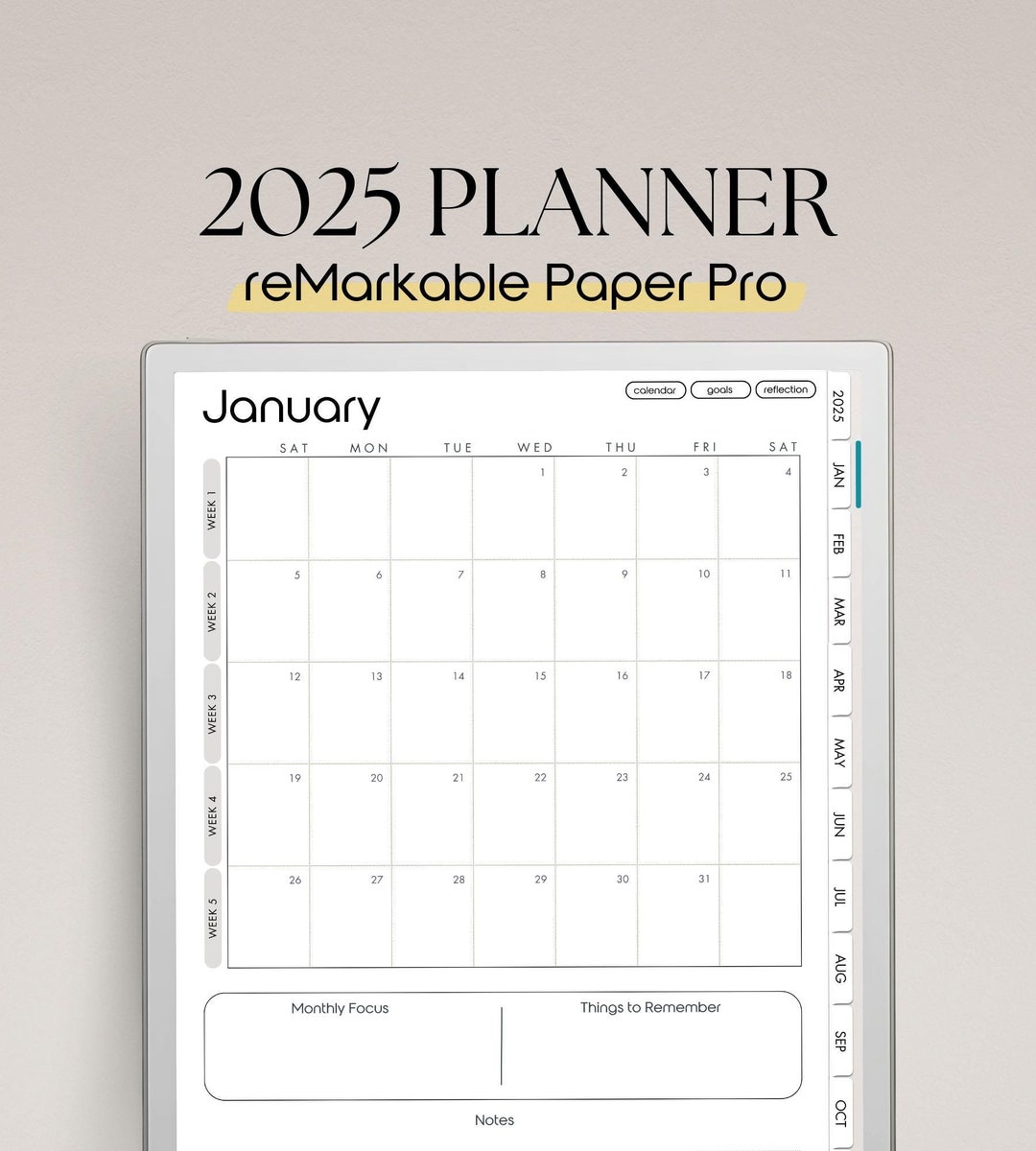 2025 Digital Planner for Remarkable Paper Pro | Daily, Weekly, Monthly ...