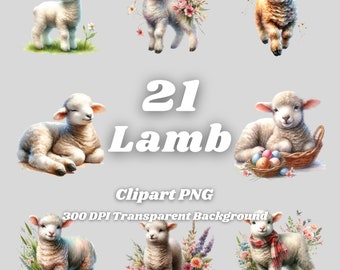 Lamb Clipart PNG – 21 Spring Animal Graphics (Digital Download)