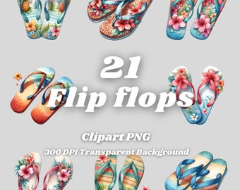 Floral Flip Flops Clipart – 21 PNG Designs (Digital Download)
