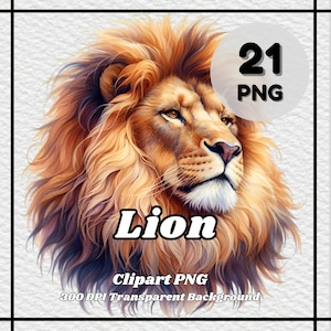 Lion PNG - 21 Lion Clipart - PNG Files, Transparent Background, 300 DPI, Ideal for Personal and Commercial Use.