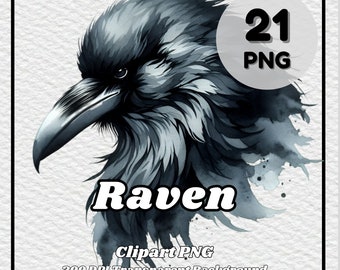 Raven Clipart PNG Set – 21 Images, Transparent Background (Digital Download)