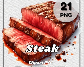Steak PNG - 21 Steak Clipart - PNG Files, Transparent Background, 300 DPI, Ideal for Personal and Commercial Use.