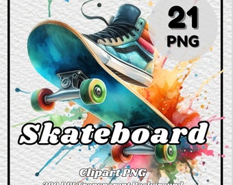 Skateboard Clipart – 21 PNG Files, Transparent Background (300 DPI)