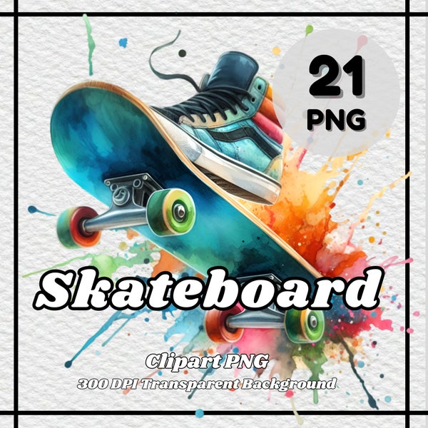 Skateboard PNG - 21 Skateboard Clipart - PNG Files, Transparent Background, 300 DPI, Ideal for Personal and Commercial Use.