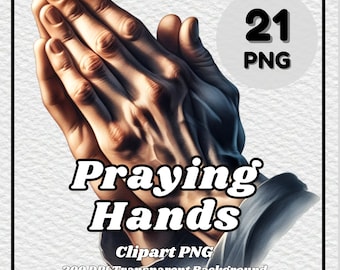 Praying Hands Clipart – 21 PNG Images, Transparent Background (Digital Download)