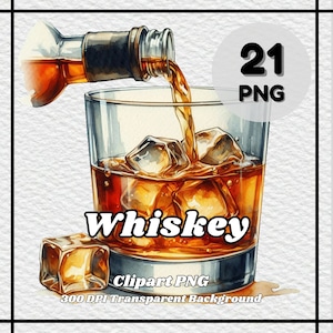 Whiskey PNG - 21 Whiskey Clipart - PNG Files, Transparent Background, 300 DPI, Ideal for Personal and Commercial Use.