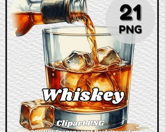 Whiskey PNG - 21 Whiskey Clipart - PNG Files, Transparent Background, 300 DPI, Ideal for Personal and Commercial Use.