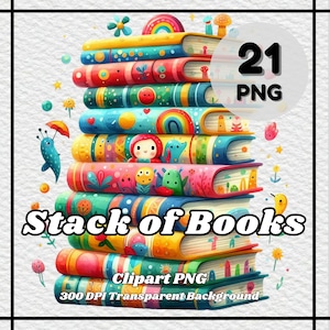 Stack of Books PNG - 21 Stack of Books Clipart - PNG Files, Transparent Background, 300 DPI, Ideal for Personal and Commercial Use.
