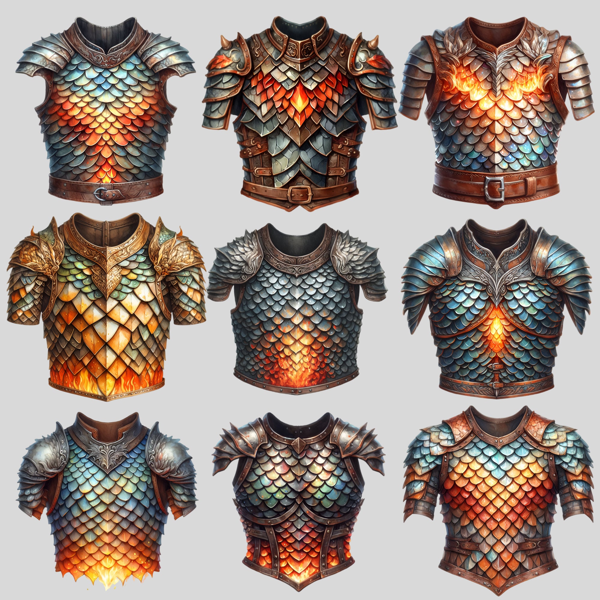 Dragon Scale Armor Clipart 21 Pngs Transparent Background digital 