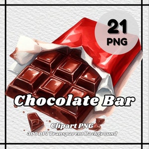 Chocolate Bar PNG - 21 Chocolate Bar Clipart - PNG Files, Transparent Background, 300 DPI, Ideal for Personal and Commercial Use.