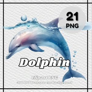 Dolphin PNG - 21 Dolphin Clipart - PNG Files, Transparent Background, 300 DPI, Ideal for Personal and Commercial Use.