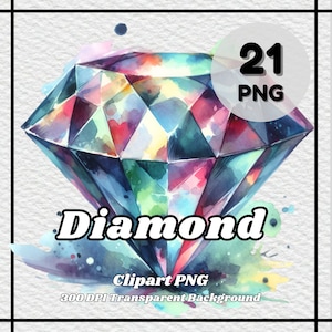 Diamond PNG - 21 Diamond Clipart - PNG Files, Transparent Background, 300 DPI, Ideal for Personal and Commercial Use.