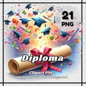 Diploma PNG - 21 Diploma Clipart - PNG Files, Transparent Background, 300 DPI, Ideal for Personal and Commercial Use.