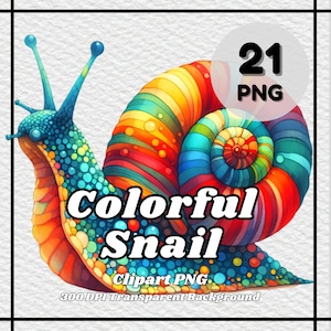 Kleurrijke slak PNG - 21 kleurrijke slak clipart - PNG-bestanden, transparante achtergrond, 300 DPI, ideaal voor persoonlijk en commercieel gebruik.